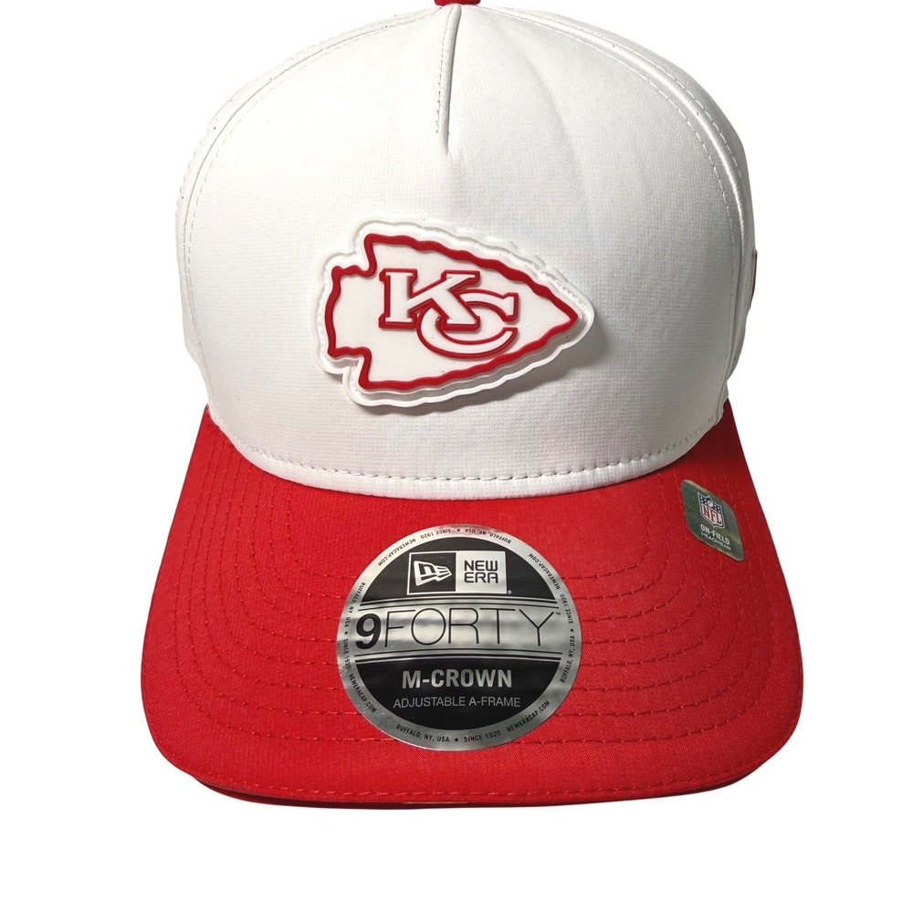 Kansas City Chiefs New Era 9FORTY M-Crown Adjustable A-Frame Hat White NFL NEW